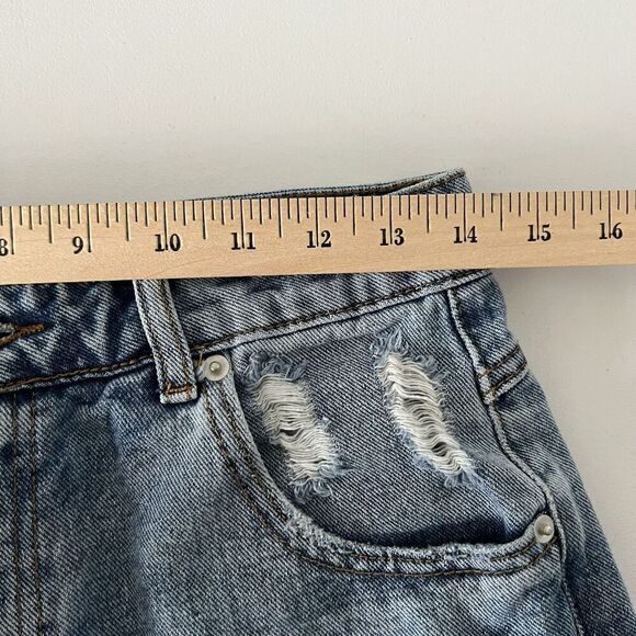 Princess Polly xx Jean Cut Off Shorts Womens 6 Distressed Daisy Duke High Waist - Picture 7 of 9